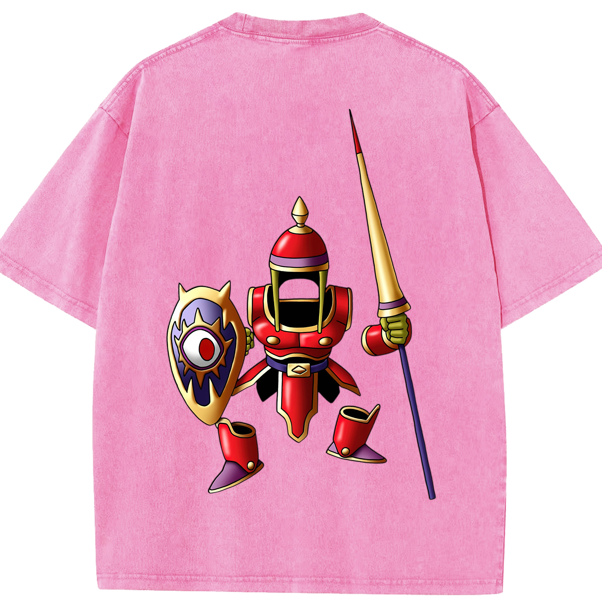 （画像用） ドラゴンクエスト Doragon Kuesuto Dragon Quest 綿100% ヴィンテージ風 半袖Tシャツ（背面プリント）
